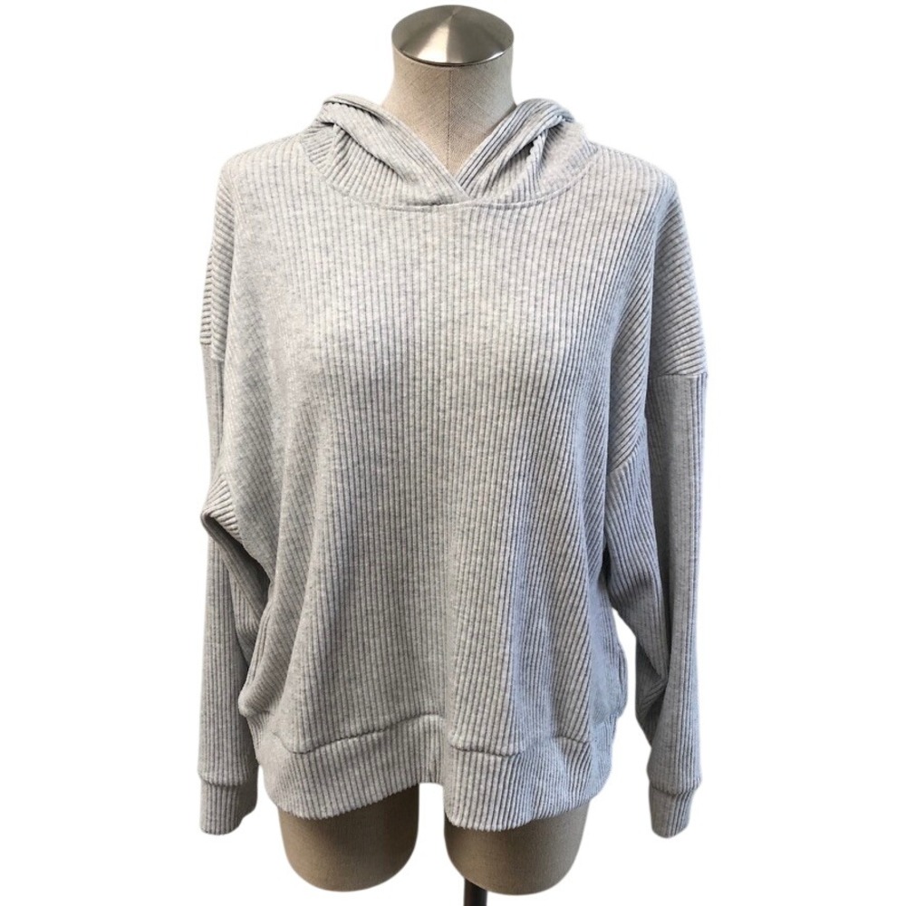 Abercrombie & Fitch Hoodie Womens Medium Gray Ribbed Lounge Pullover Comfort